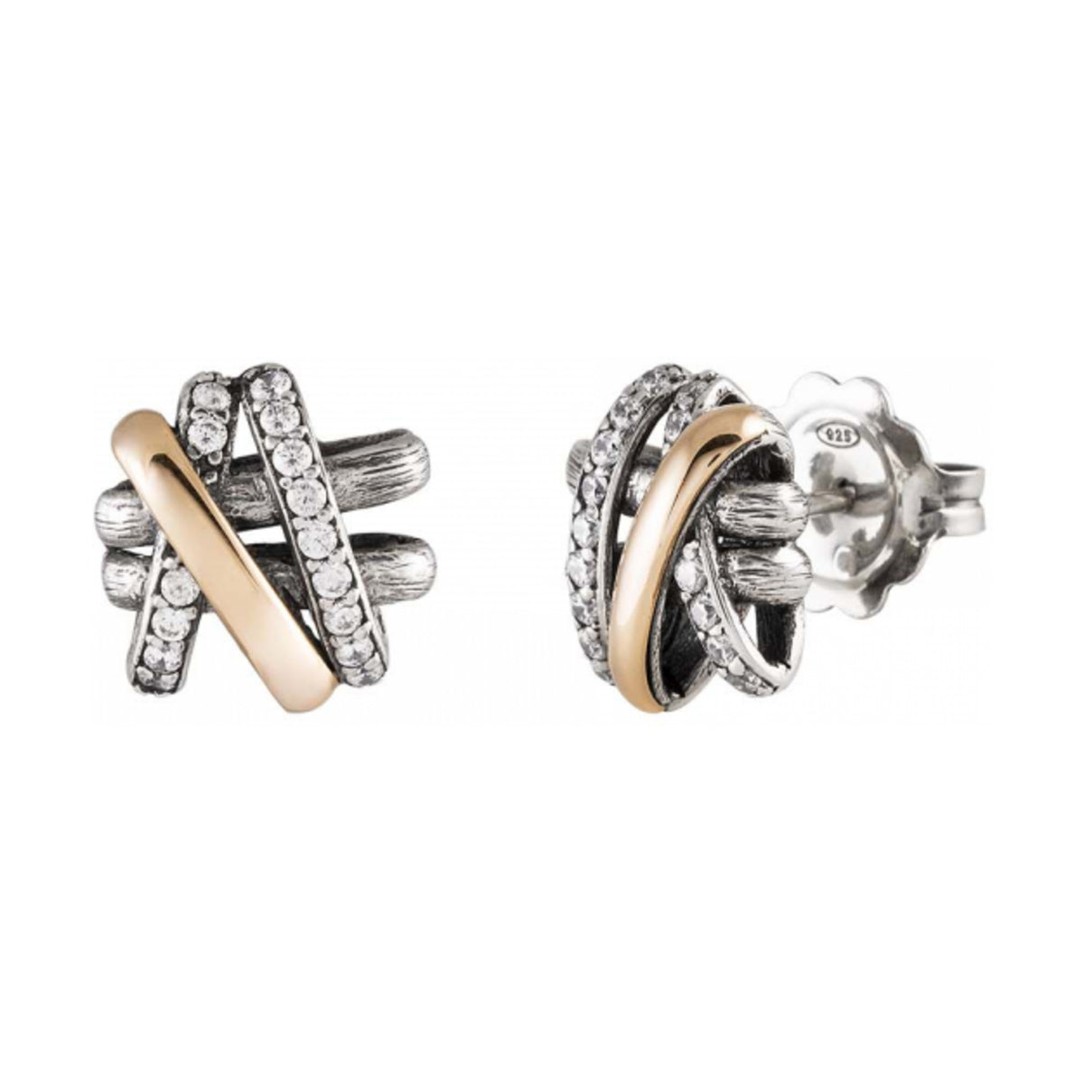 Brincos Tashi Tokyo III em prata 925 e ouro 9K com zircónias