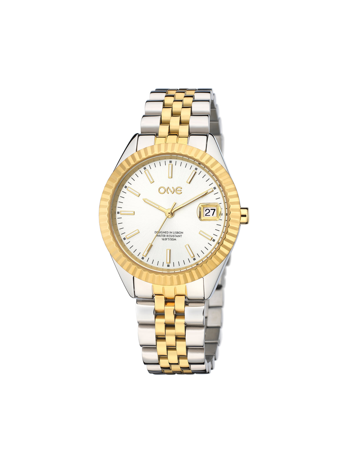 Relógio ONE Celebrity Branco Bicolor, vista frontal; referência OL4241BB61L