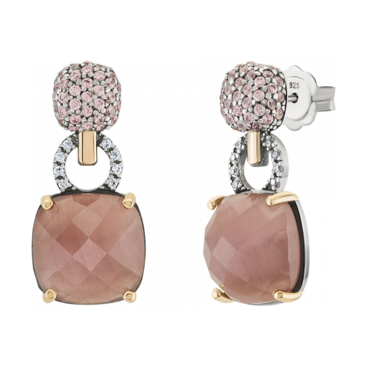 Brincos Tashi Paris em prata 925 e ouro 9K com zircónias coloridas