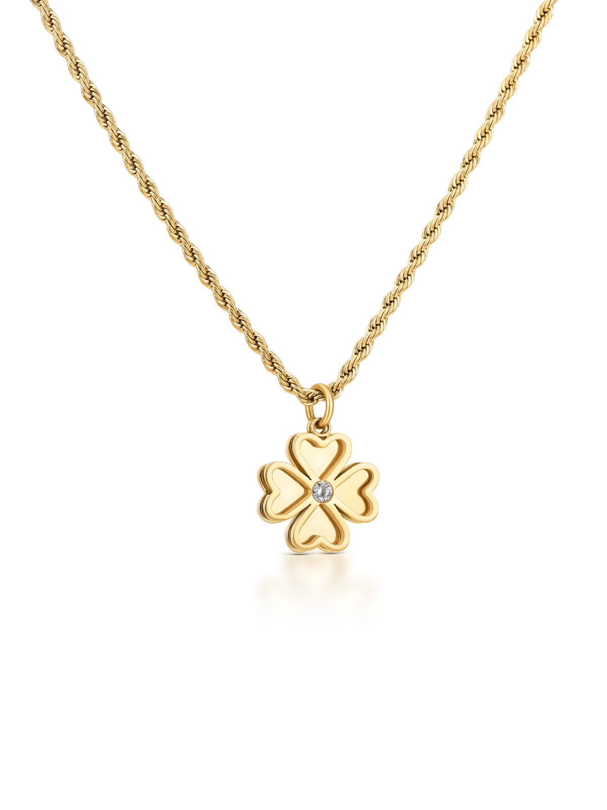 Colar ONE Lucky Flower Crystal dourado com zircónia