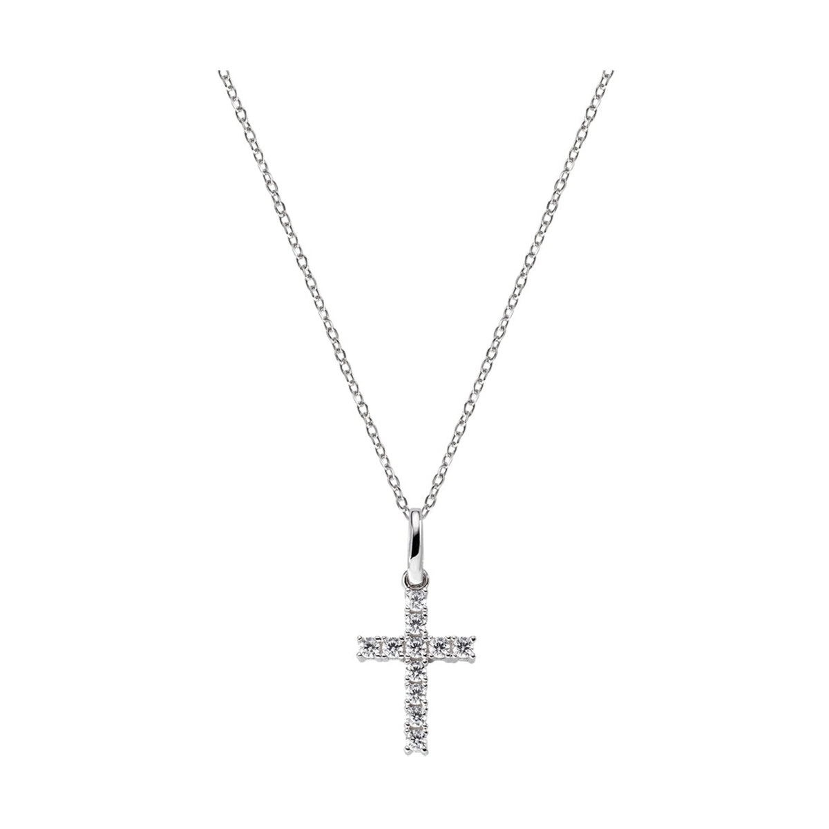 Colar Amen Cruz com Zircónias Brancas — referência CRBB03