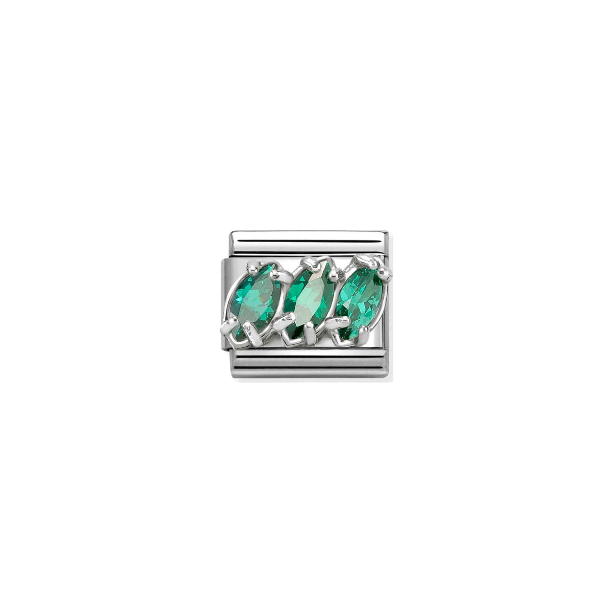Link Nomination Composable Classic Três Zircónias Verdes — 330329/23