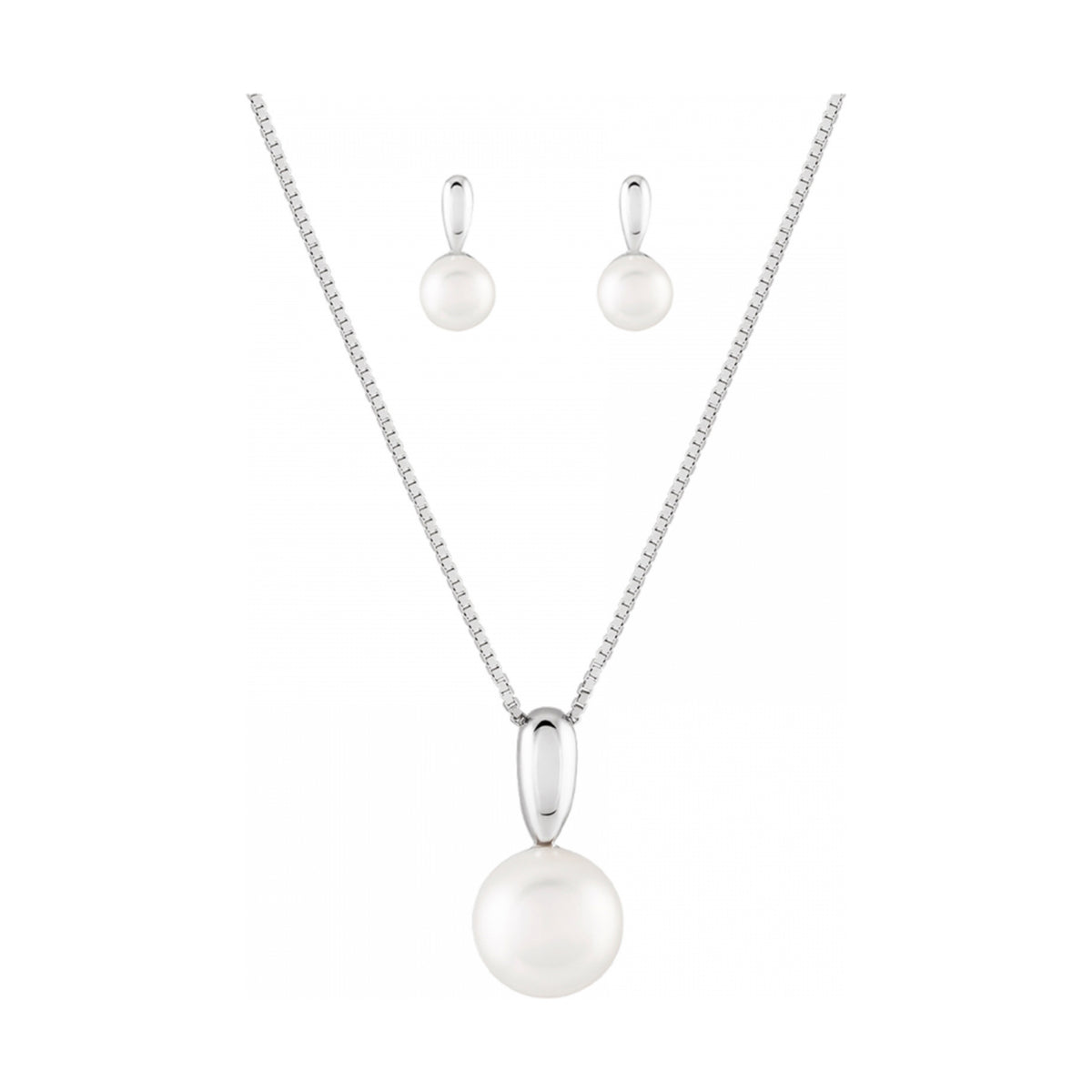 Conjunto Unike Classy Pearls em prata 925 com colar e brincos — UK.PK.1202.0003