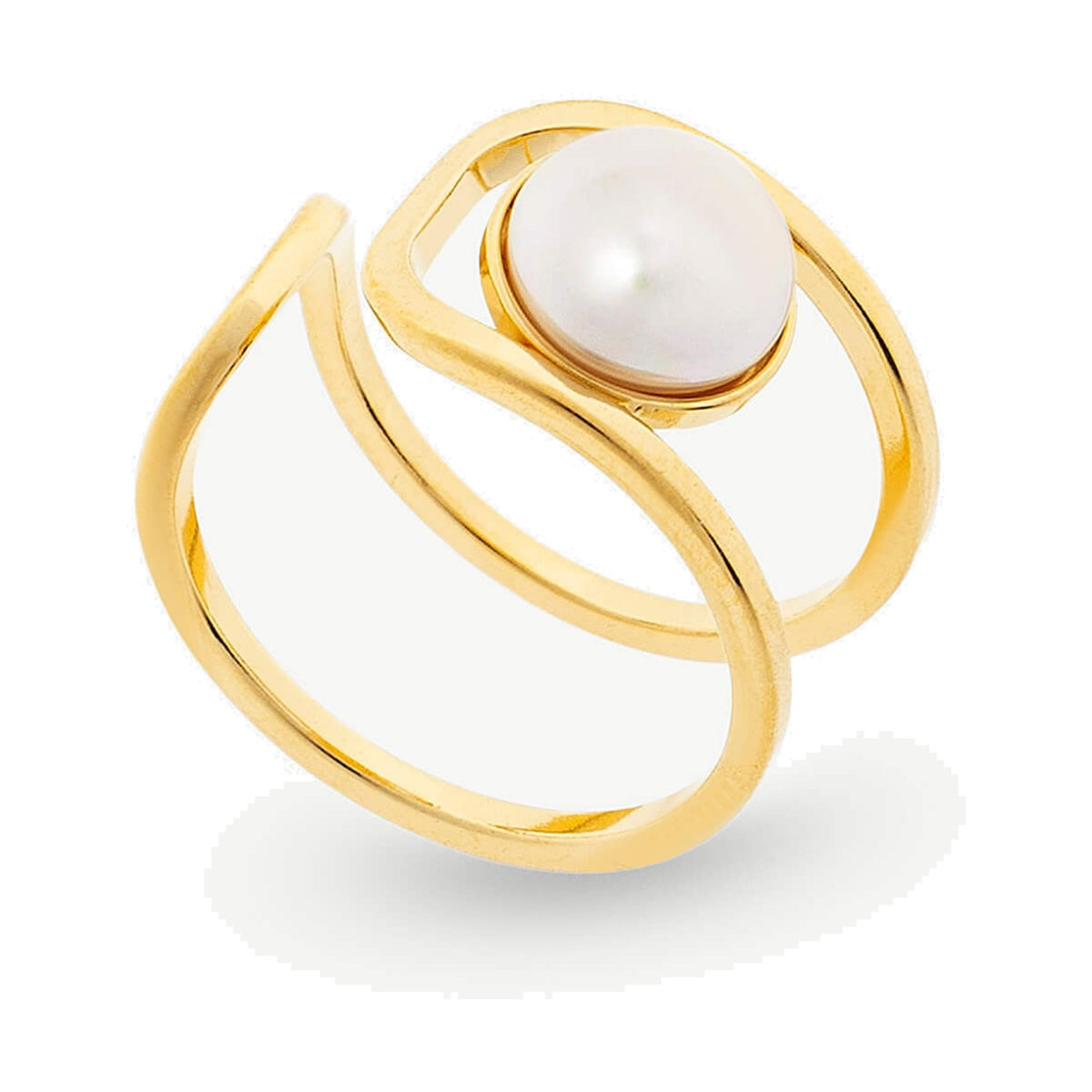 Anel Majorica Atenea Dourado com Pérola 8 mm — 17180.01.1.992.010.1