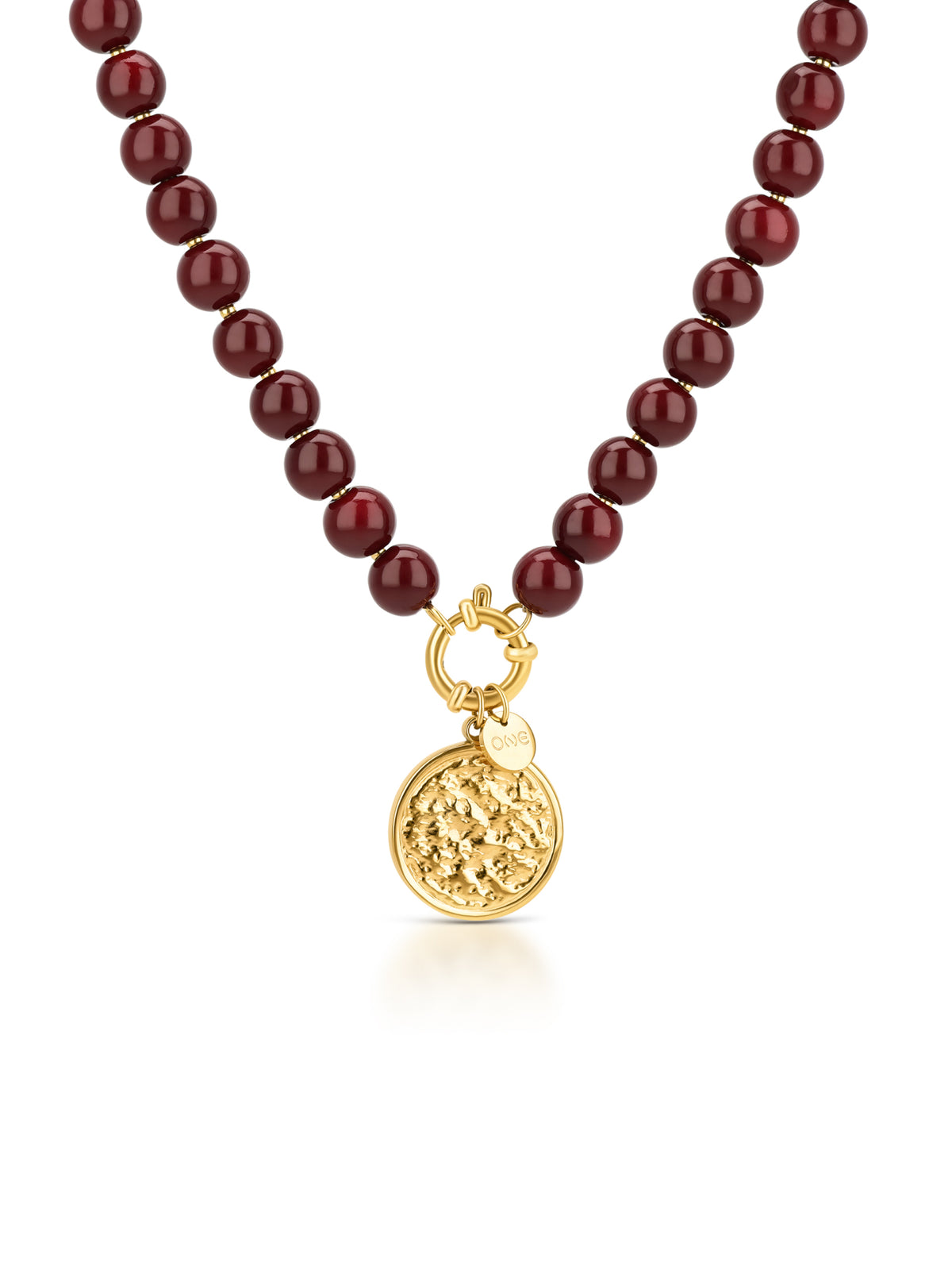 Colar ONE Neckmess Carmela Red Flame dourado e vermelho
