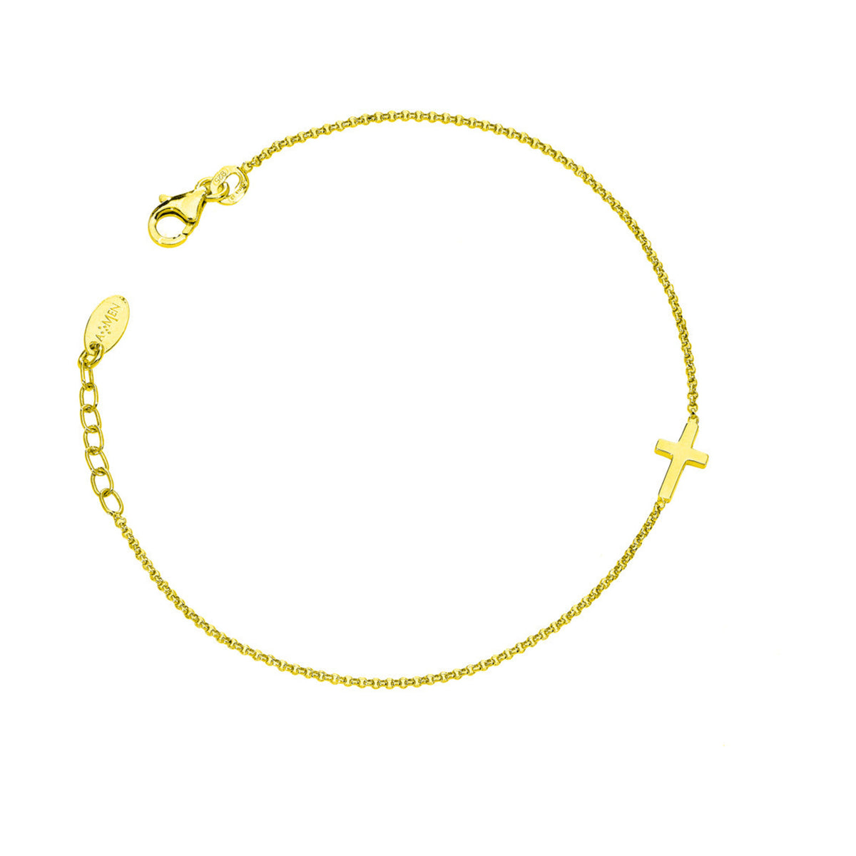 Pulseira Amen Cruz Dourada — referência BRCG