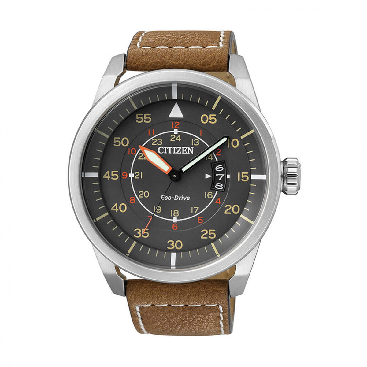 Relógio Citizen Eco-Drive Aviator Castanho — AW1360-12H