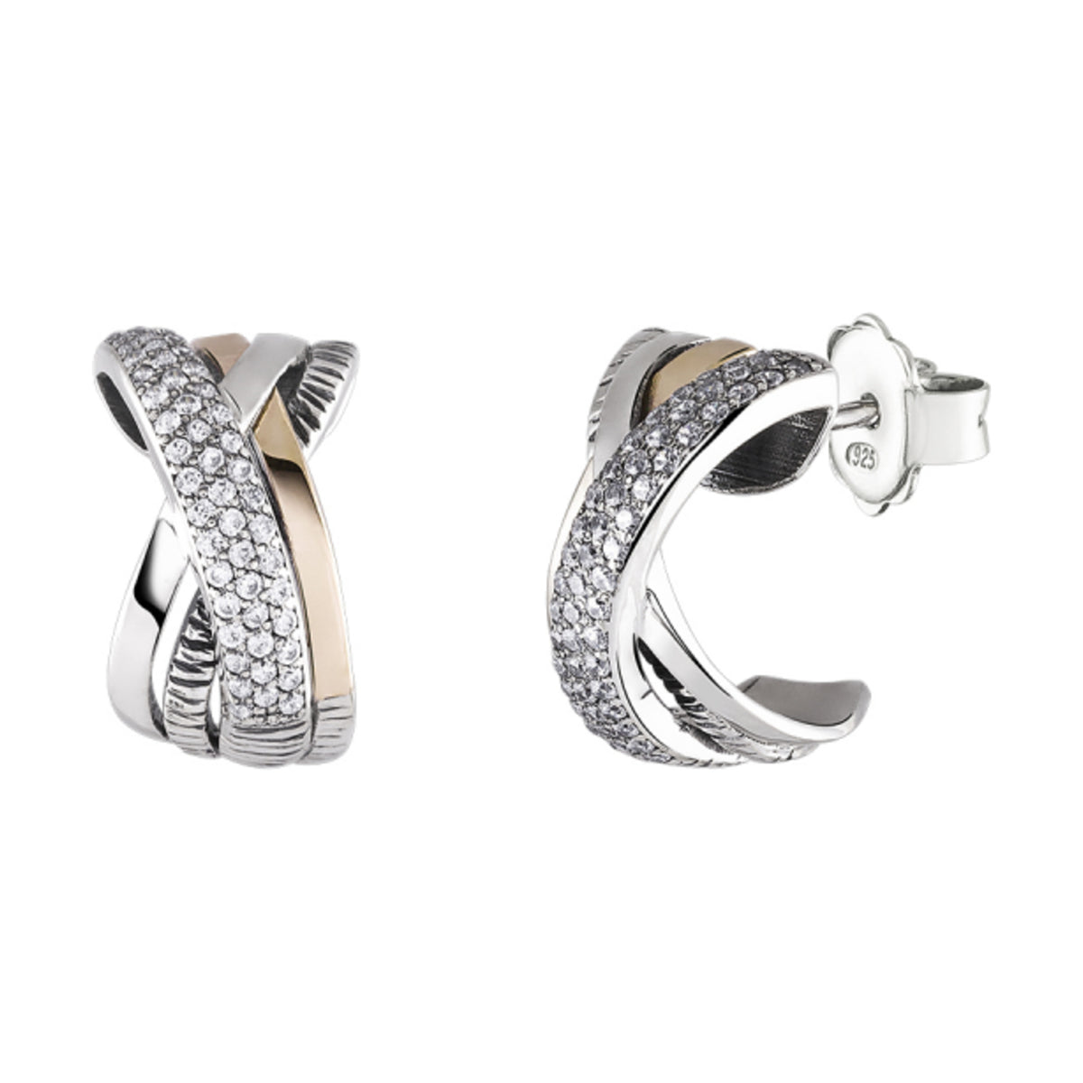 Brincos Tashi Loops em prata 925 e ouro 9K com zircónias