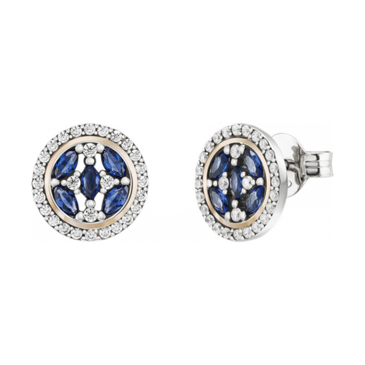 Brincos Tashi Portofino III com zircónias azuis e brancas
