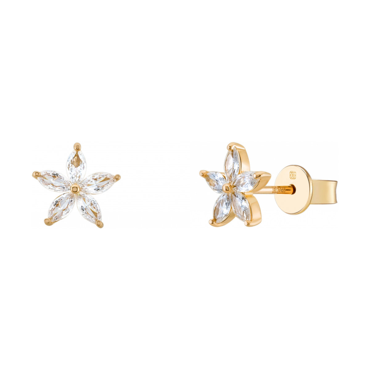 Brincos Unike Matchy Navete Flower Dourados — UK.TN.1204.0065