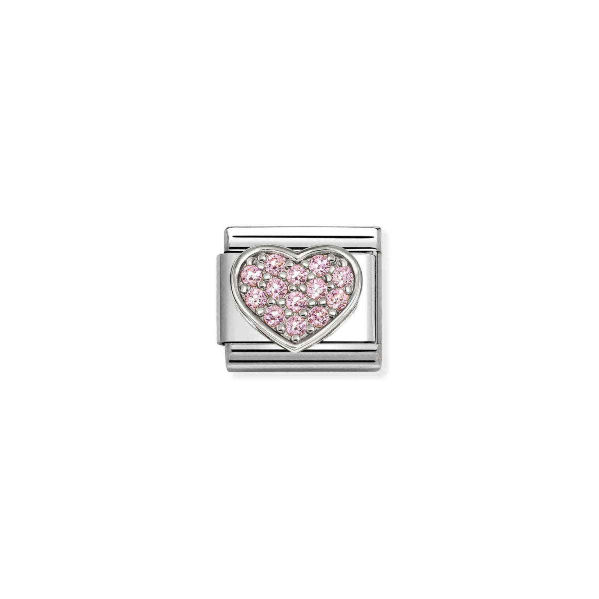 Link Nomination Coração com Zircónias Rosa 330322/25 — vista frontal