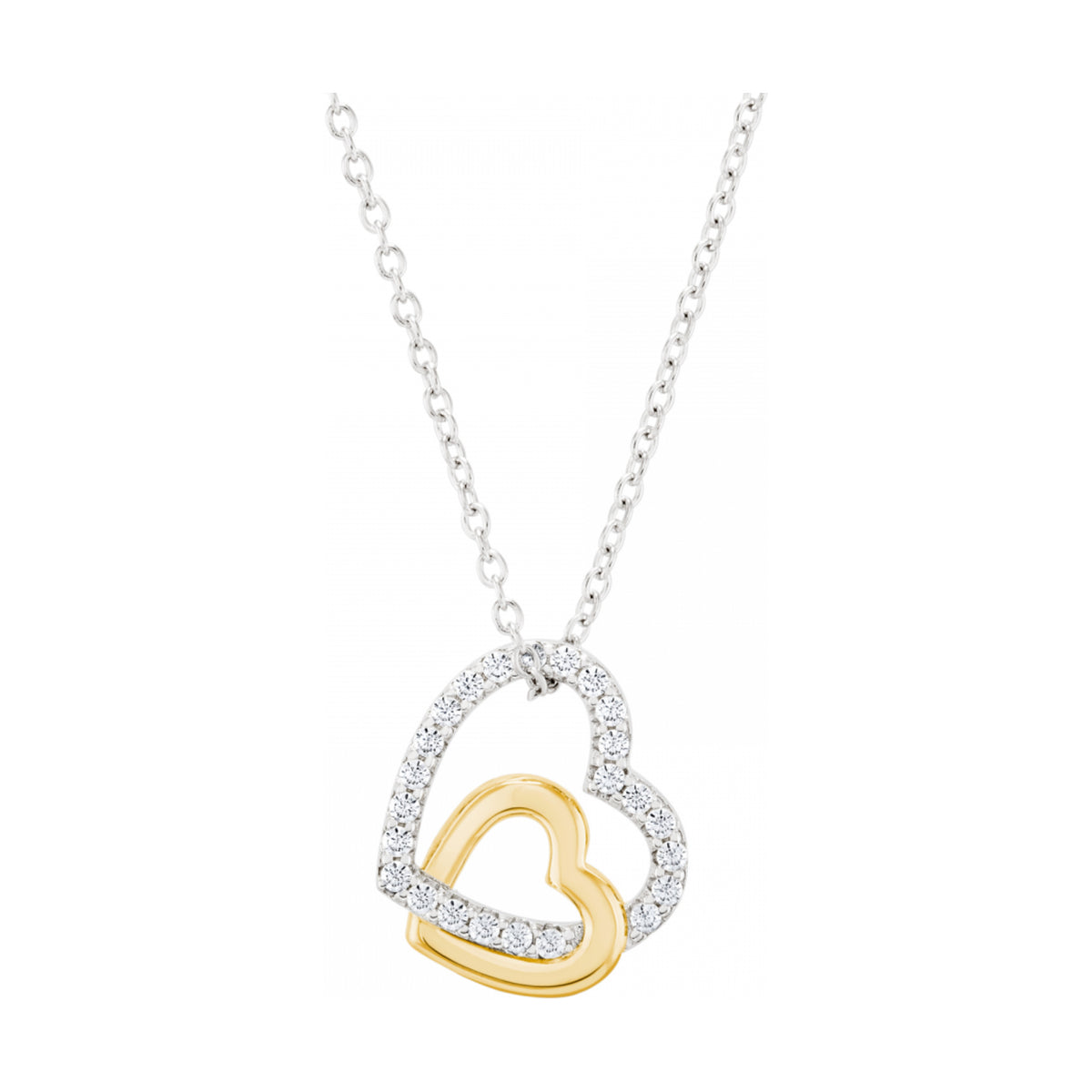 Colar Unike Classy Double Heart Bicolor — UK.CL.1204.0247
