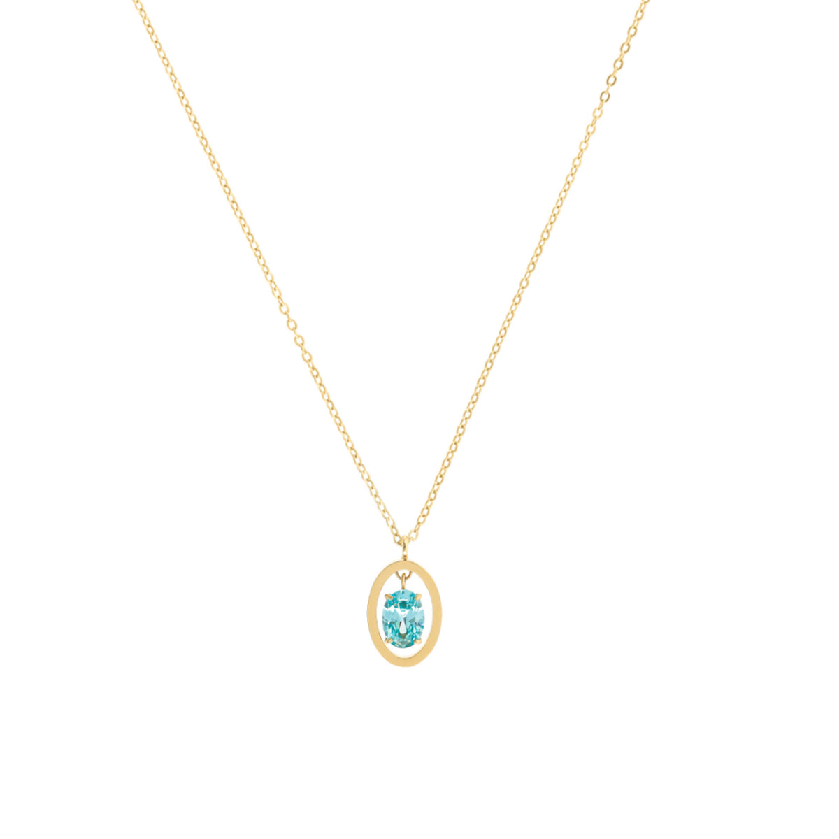 Colar ONE Birthstone Dezembro Felicidade Dourado com Zircónia Turquesa — referência OJNN47G
