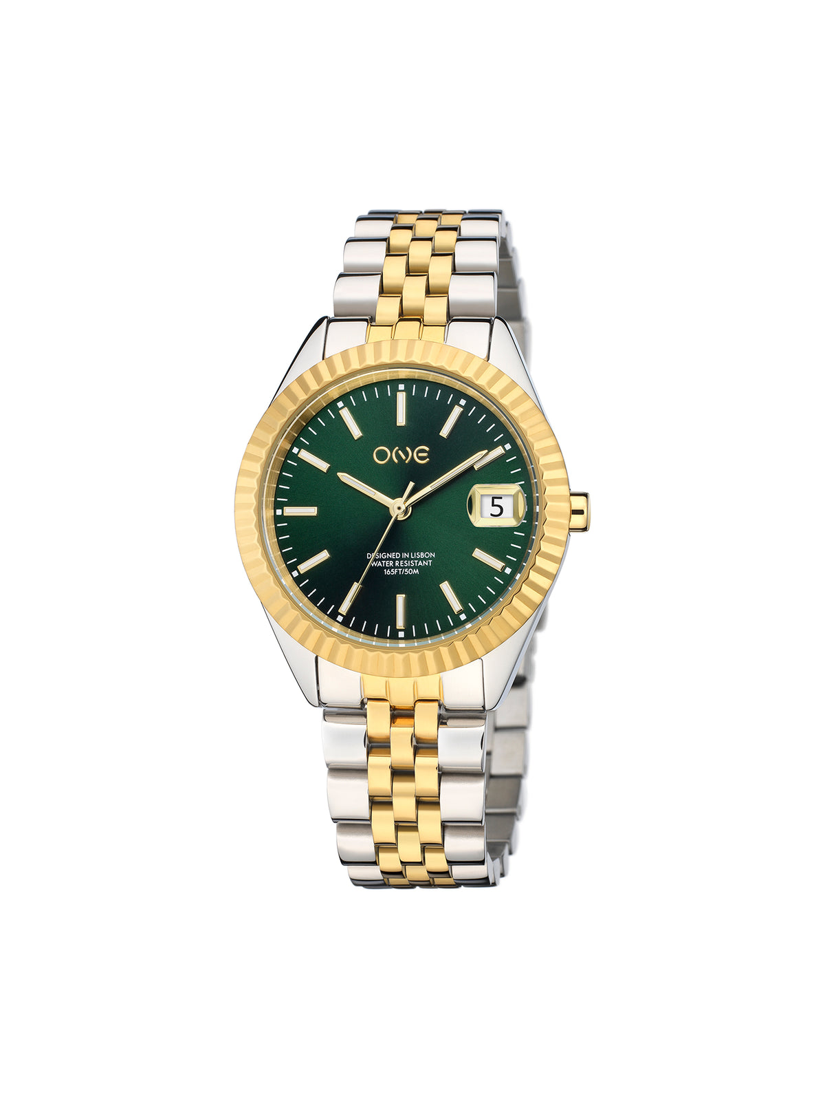 Relógio ONE Celebrity Verde Bicolor, vista frontal; referência OL4241VB62L