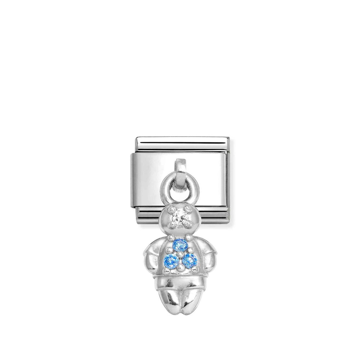 Link Nomination Composable Menino Azul em aço, prata 925 e zircónias azul-claras