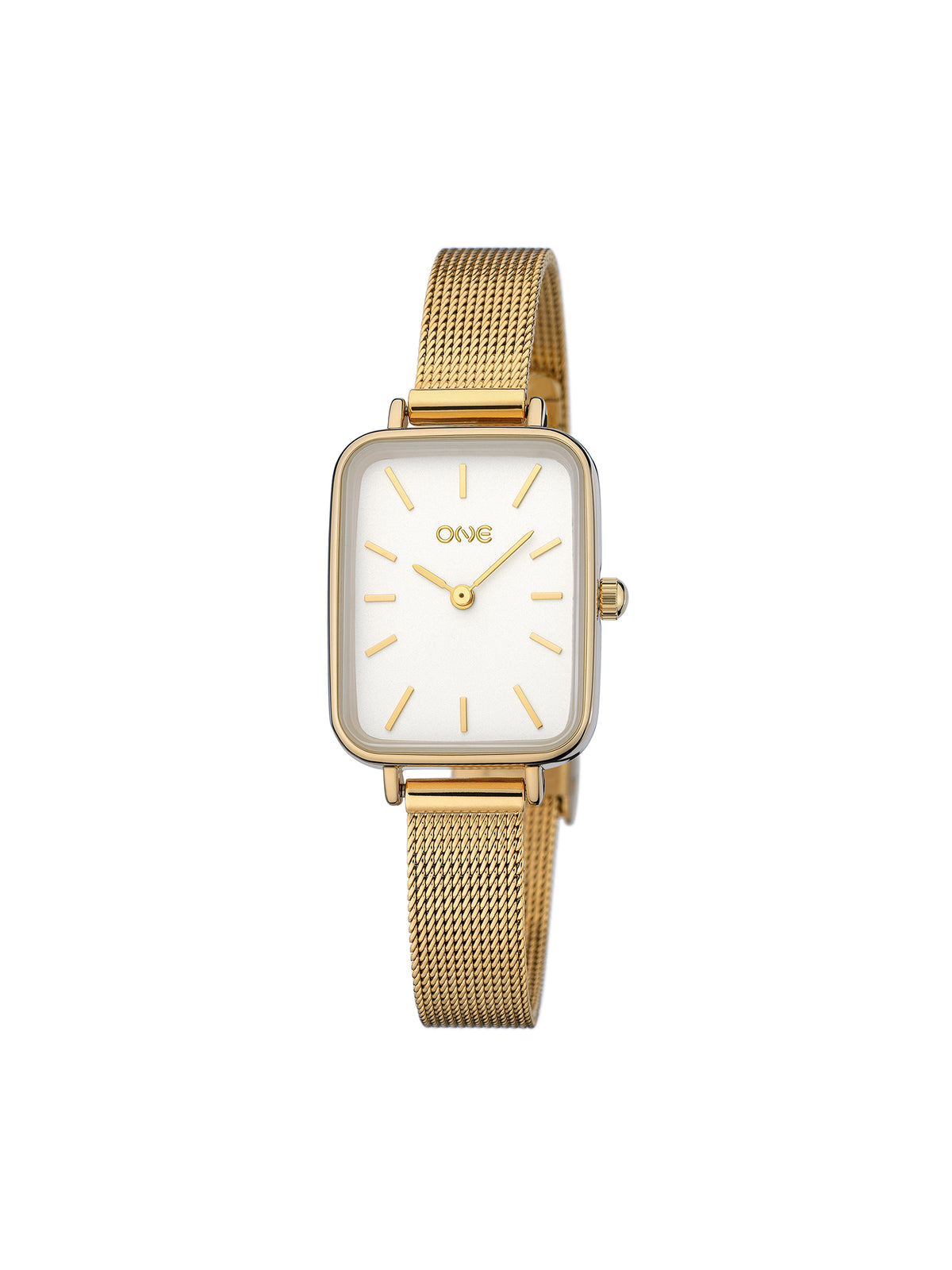 Relógio ONE Daily Form Dourado, vista frontal; referência OL9472BG62U