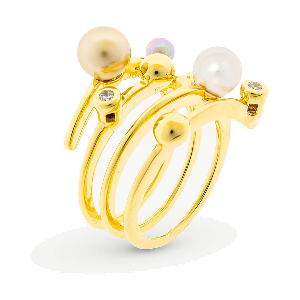 Anel Majorica Planet Dourado — Tamanho 13 — 10554.34.1.913.010.1