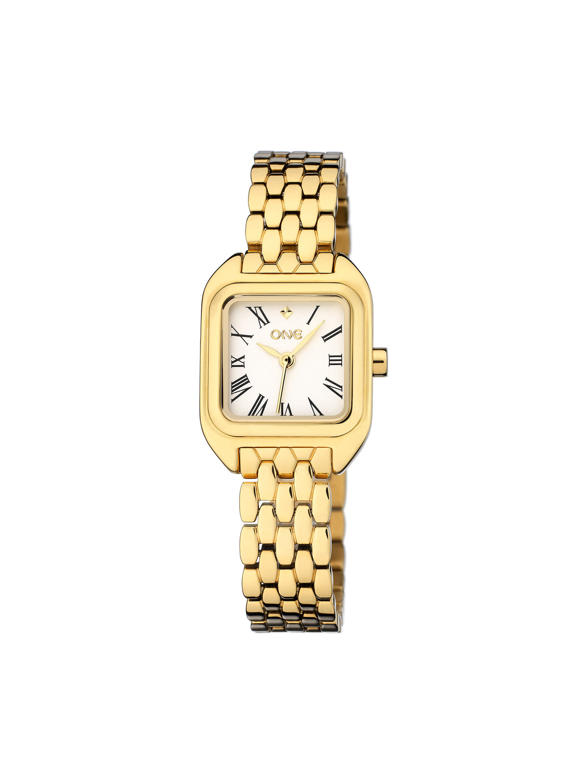 Relógio ONE Majesty Dourado, vista frontal; referência OL4215BG61L