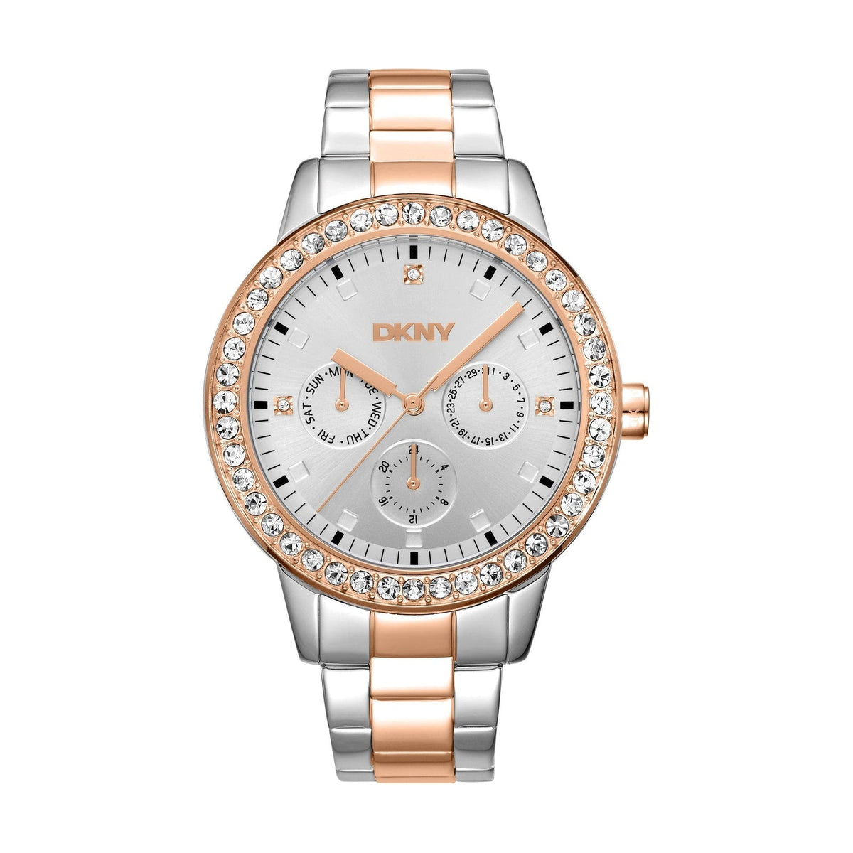 Relógio DKNY Parsons Multi Glitz Bicolor Rose Gold — referência DK1L055M0085