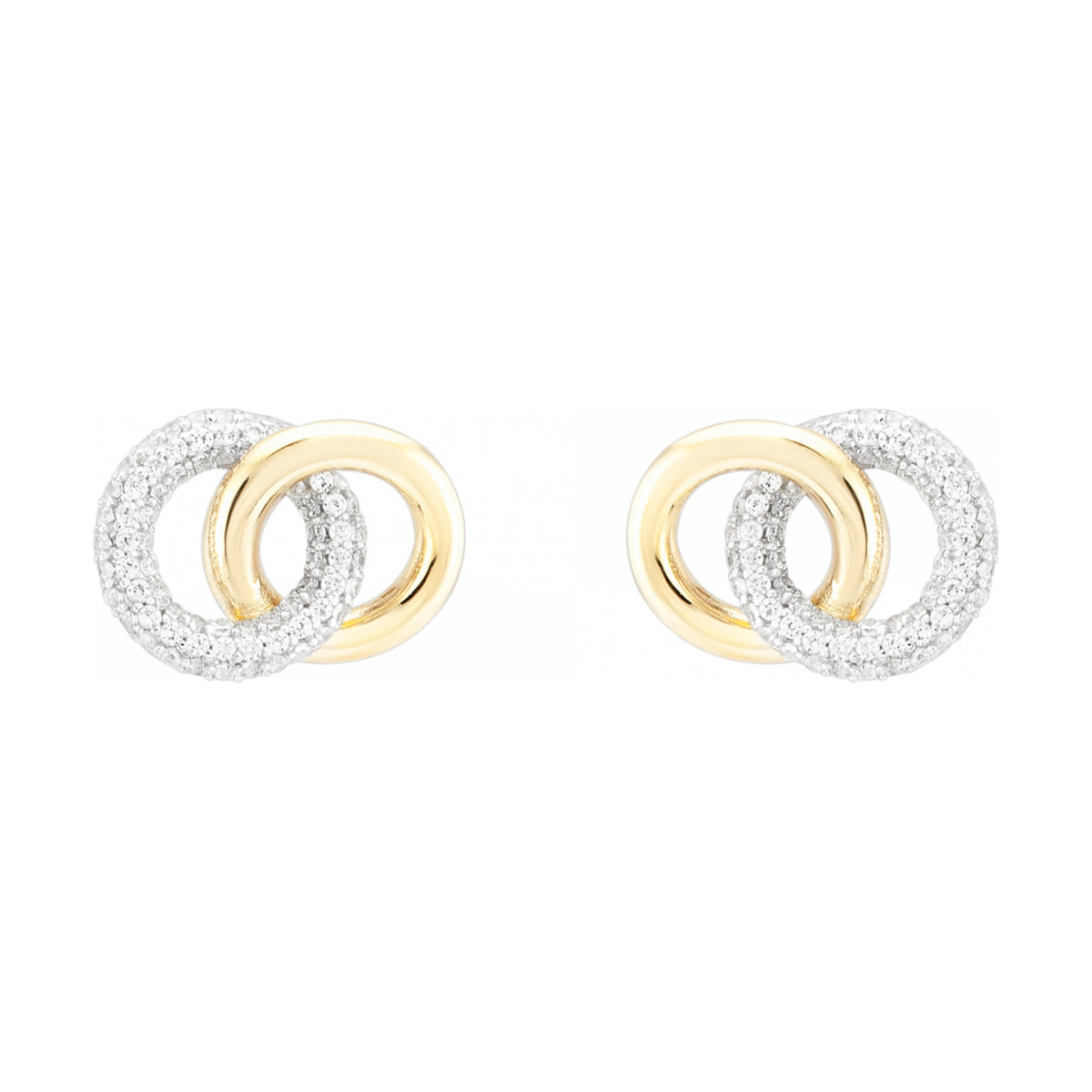 Brincos Unike Classy Two Circles Bicolor — UK.TN.1205.0014