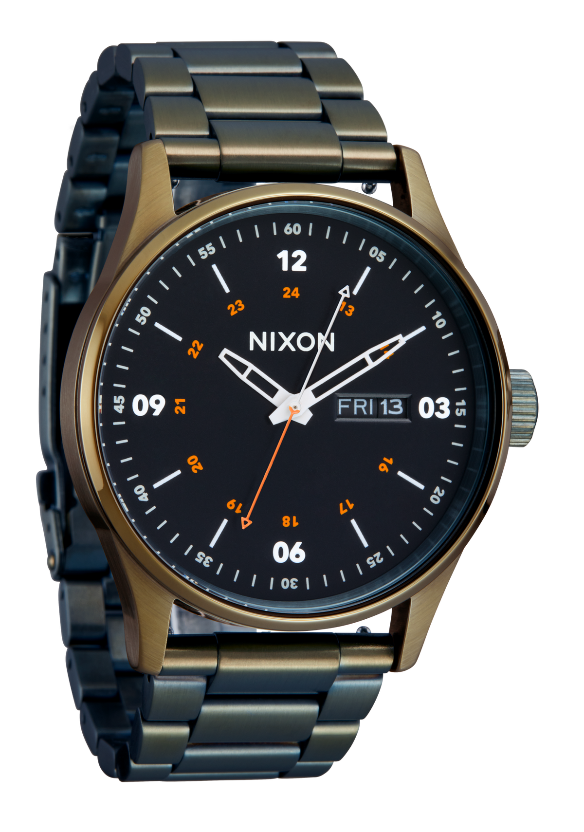 Relógio Nixon Sentry Dark Olive Preto – vista lateral