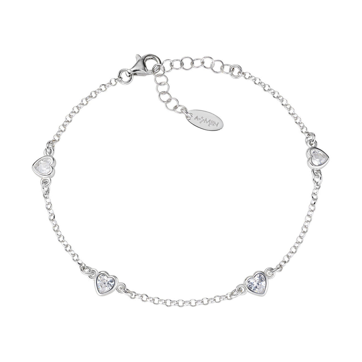 Pulseira Amen Cinco Corações com Zircónias – referência BRCUSEBBZ