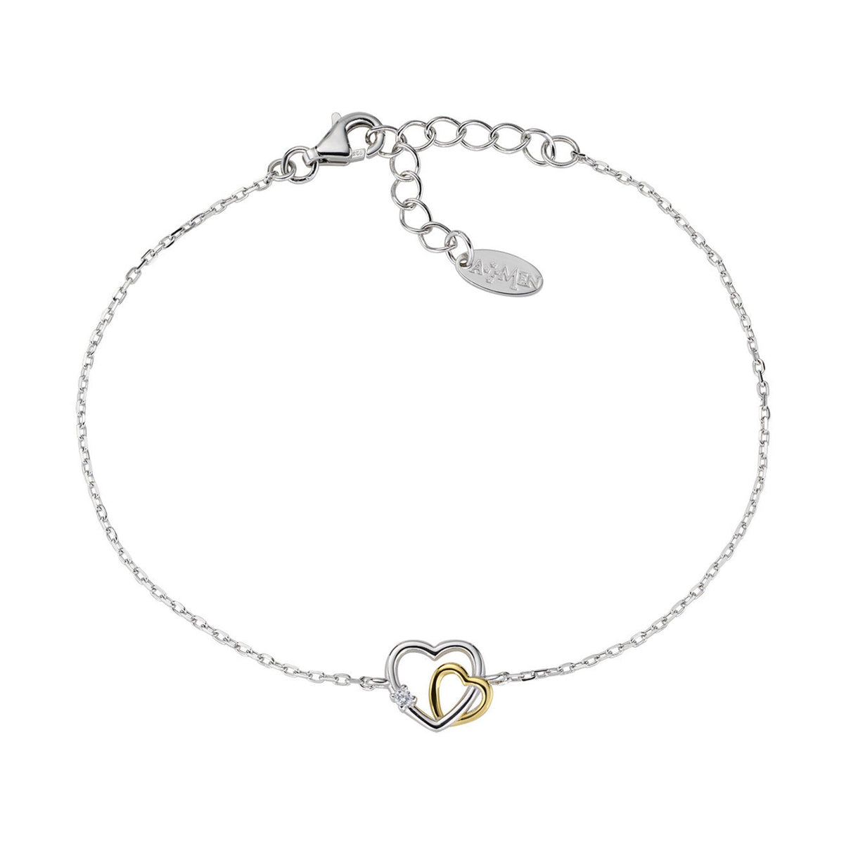 Pulseira Amen Corações Entrelaçados Bicolor – referência BRHBHGBZ