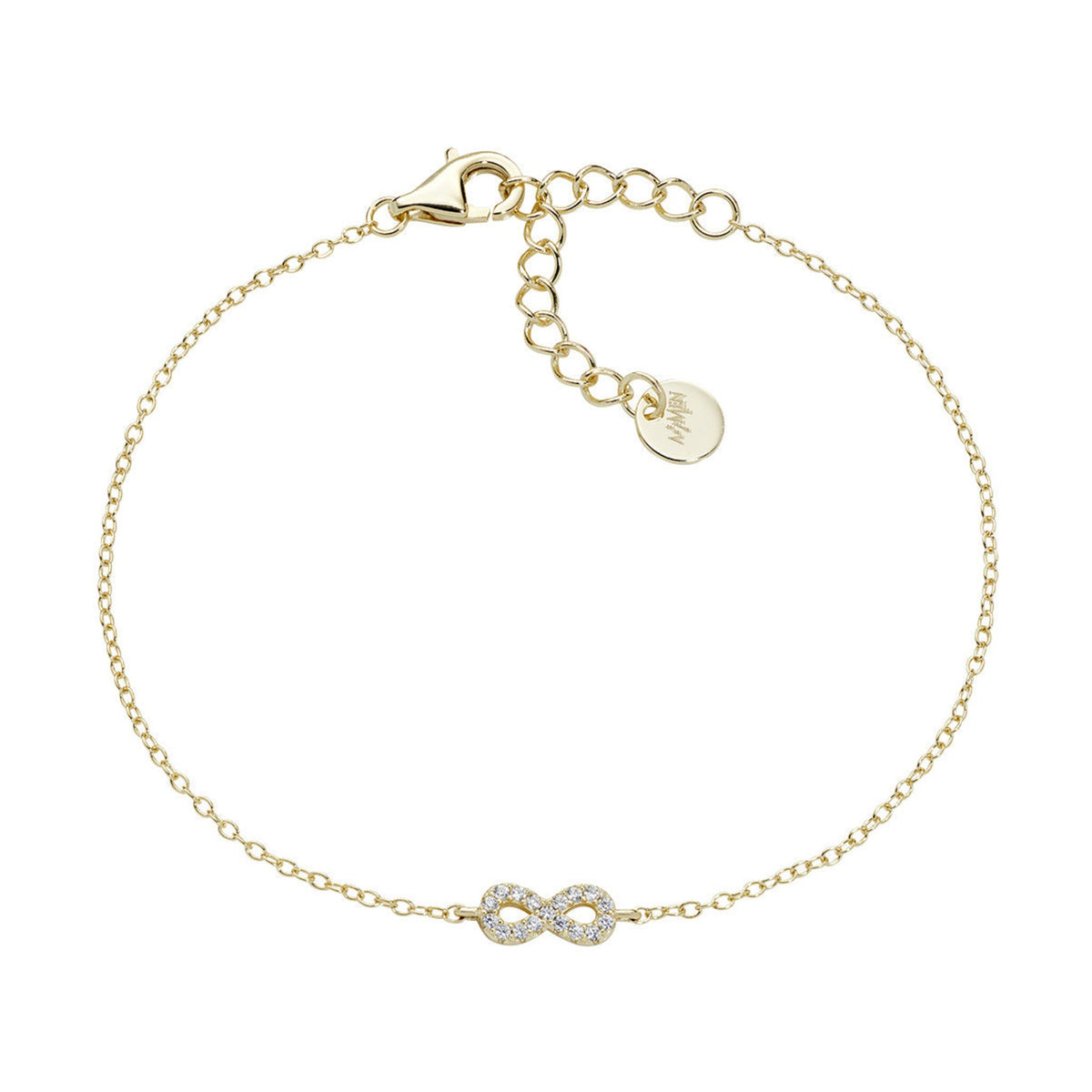 Pulseira Amen Mini Infinito Dourada com Zircónias — referência BRINPGBZ3