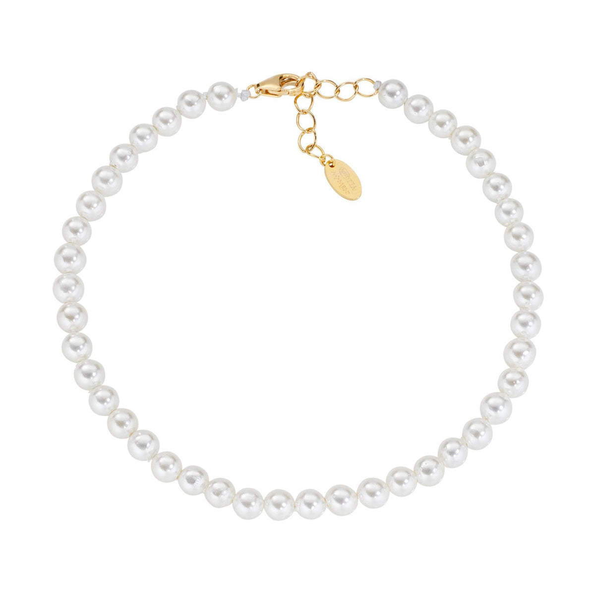 Pulseira Amen Pérolas de Cristal Dourada BRPE60SWGB16 — vista frontal