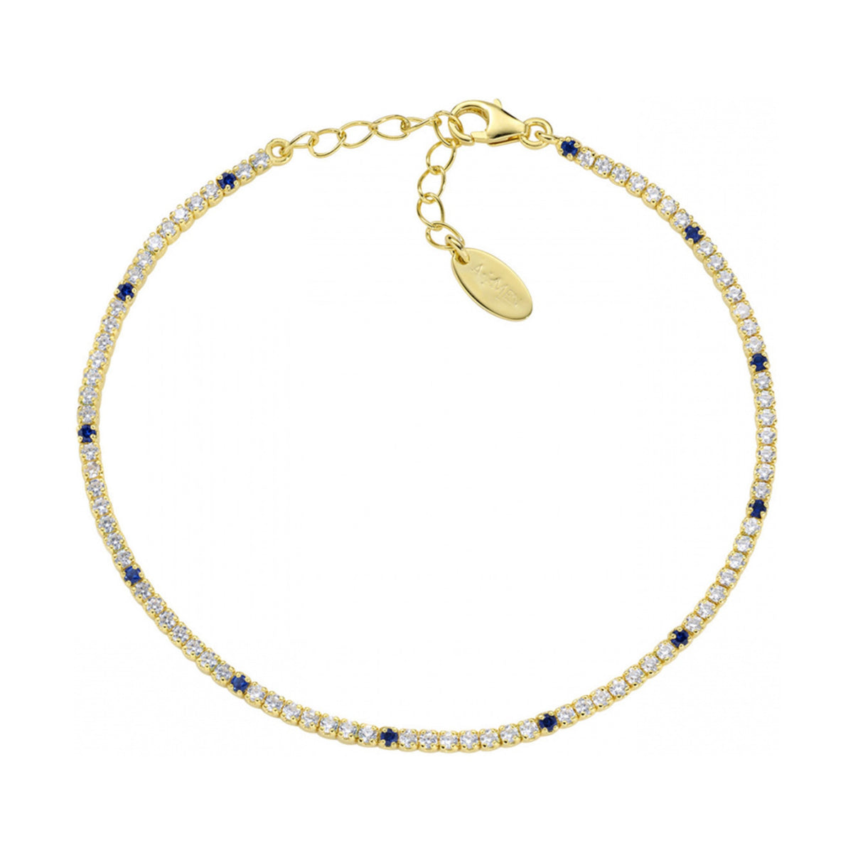 Pulseira Amen Tennis Mania Azul Dourada — referência BT1G7BBL17