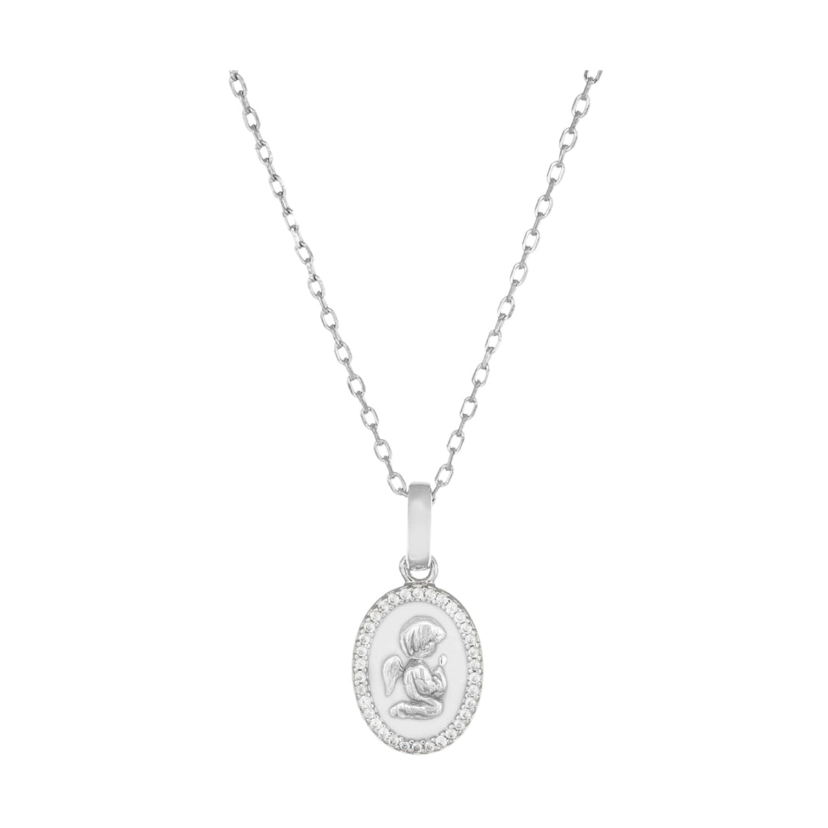 Colar Amen Anjo da Guarda Branco com Zircónias — referência CLANSMBB