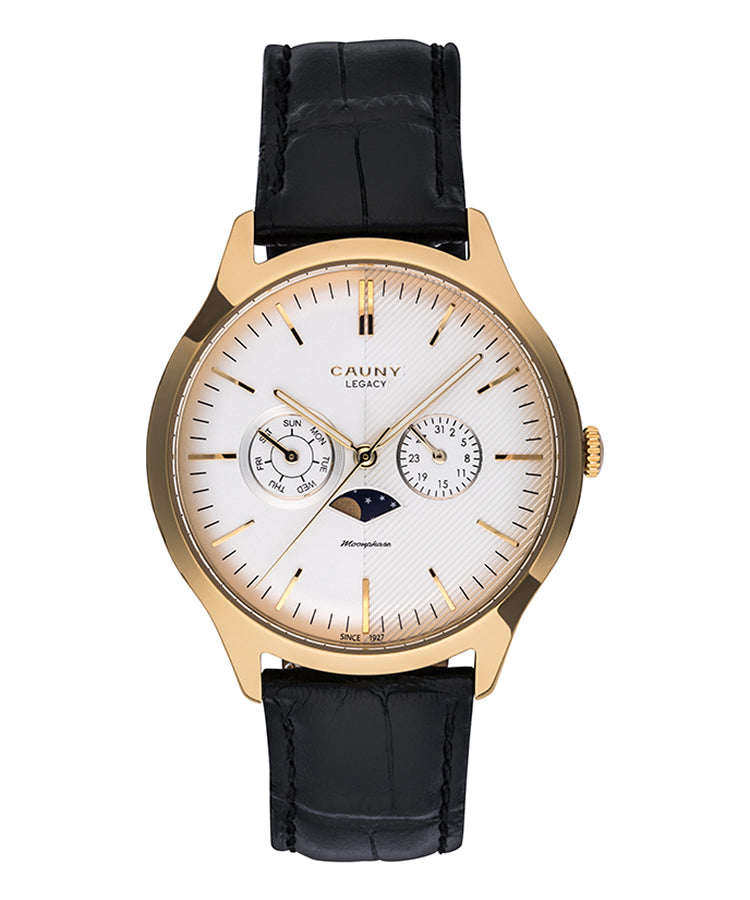 Relógio Cauny Legacy Moon Phase Dourado — vista frontal