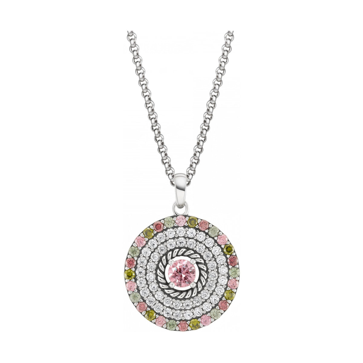 Colar Tashi Hawaii Verde e Rosa em prata 925 com zircónias