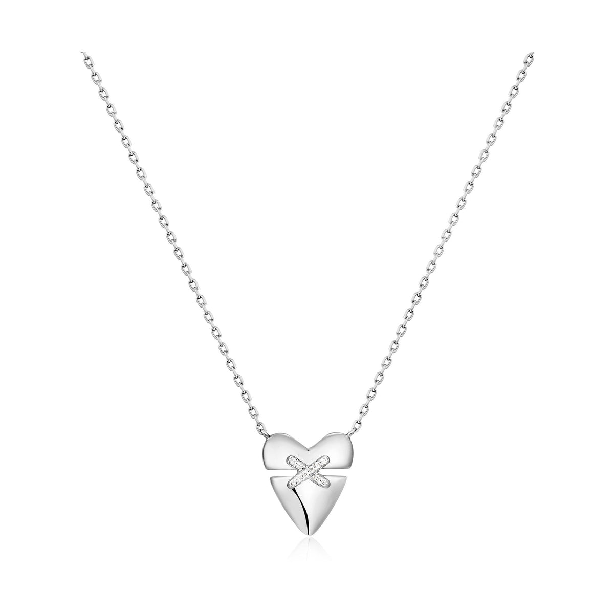 Colar Ania Haie Heart Hunter Heart Kiss Prateado — referência N057-02H