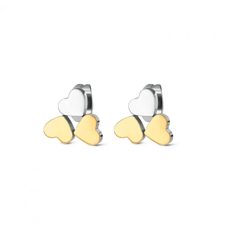 Brincos ONE Crazy Heart bicolor em pormenor