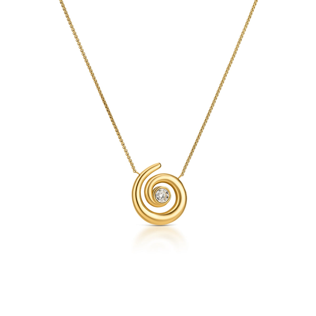 Colar ONE Chess Spiral dourado com zircónias