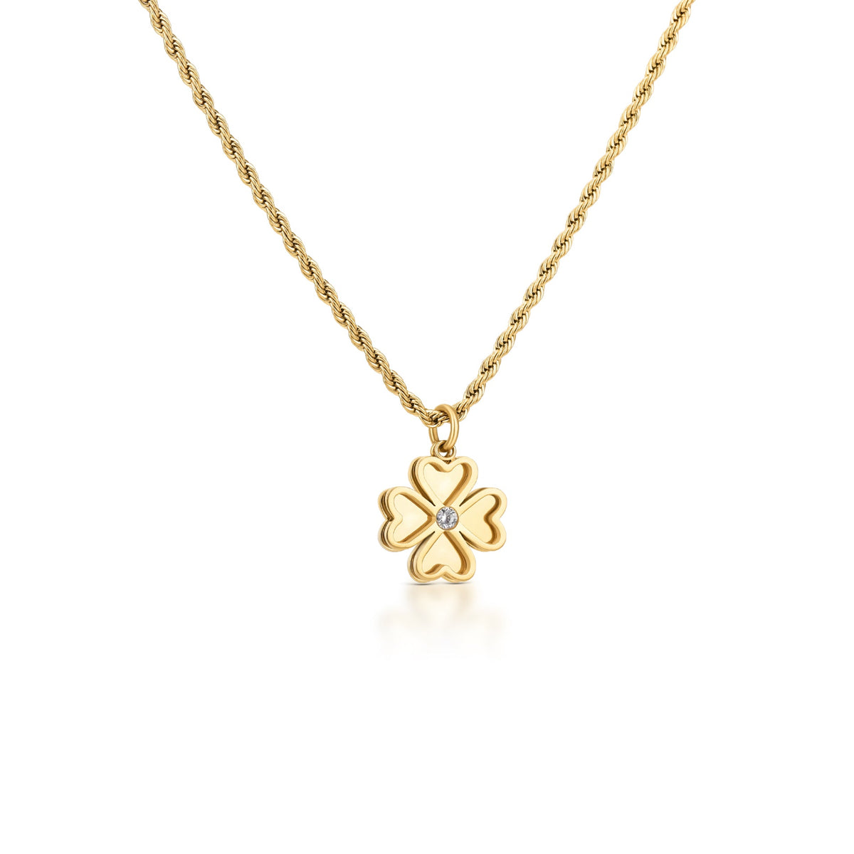 Colar ONE Lucky Flower Crystal dourado com zircónia