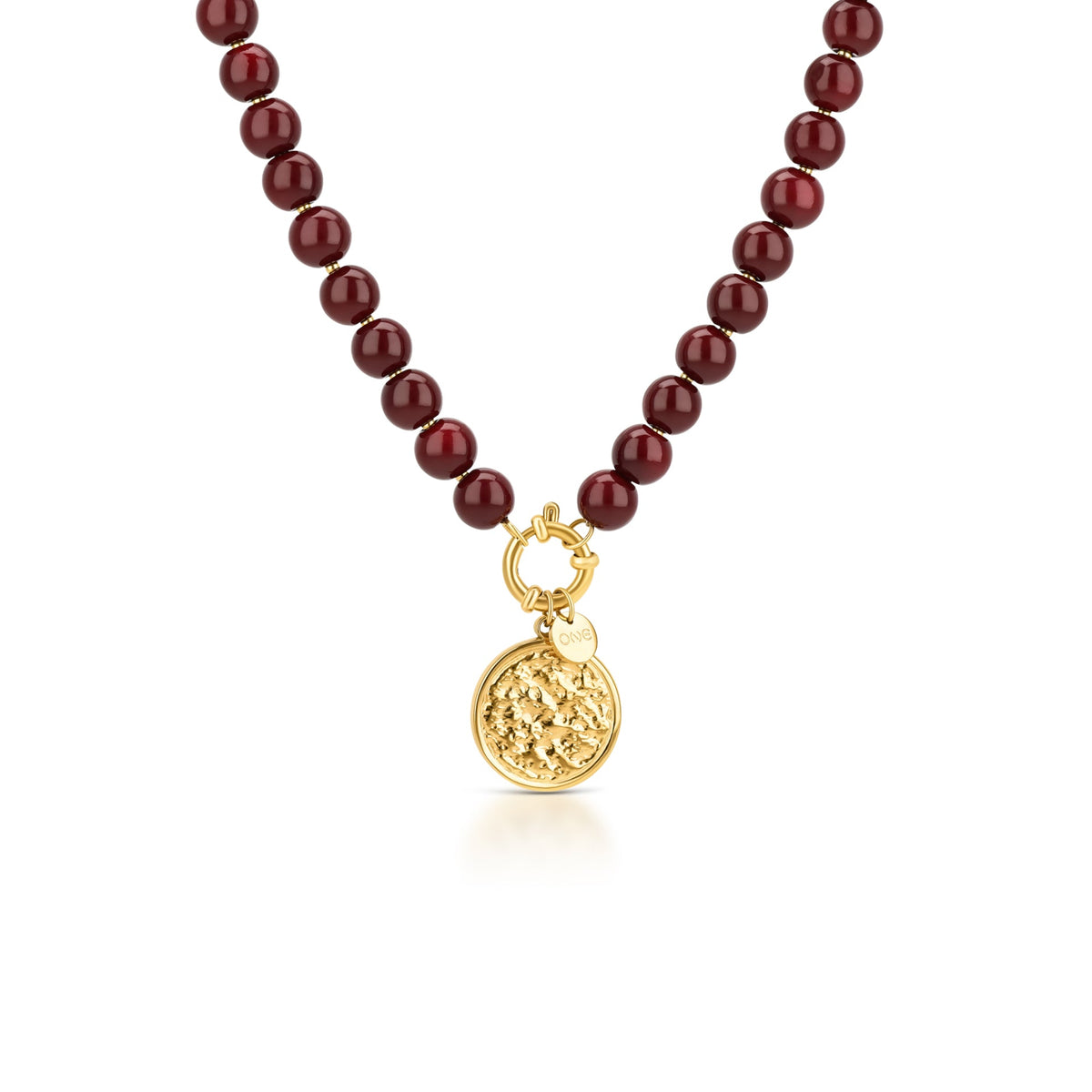 Colar ONE Neckmess Carmela Red Flame dourado e vermelho