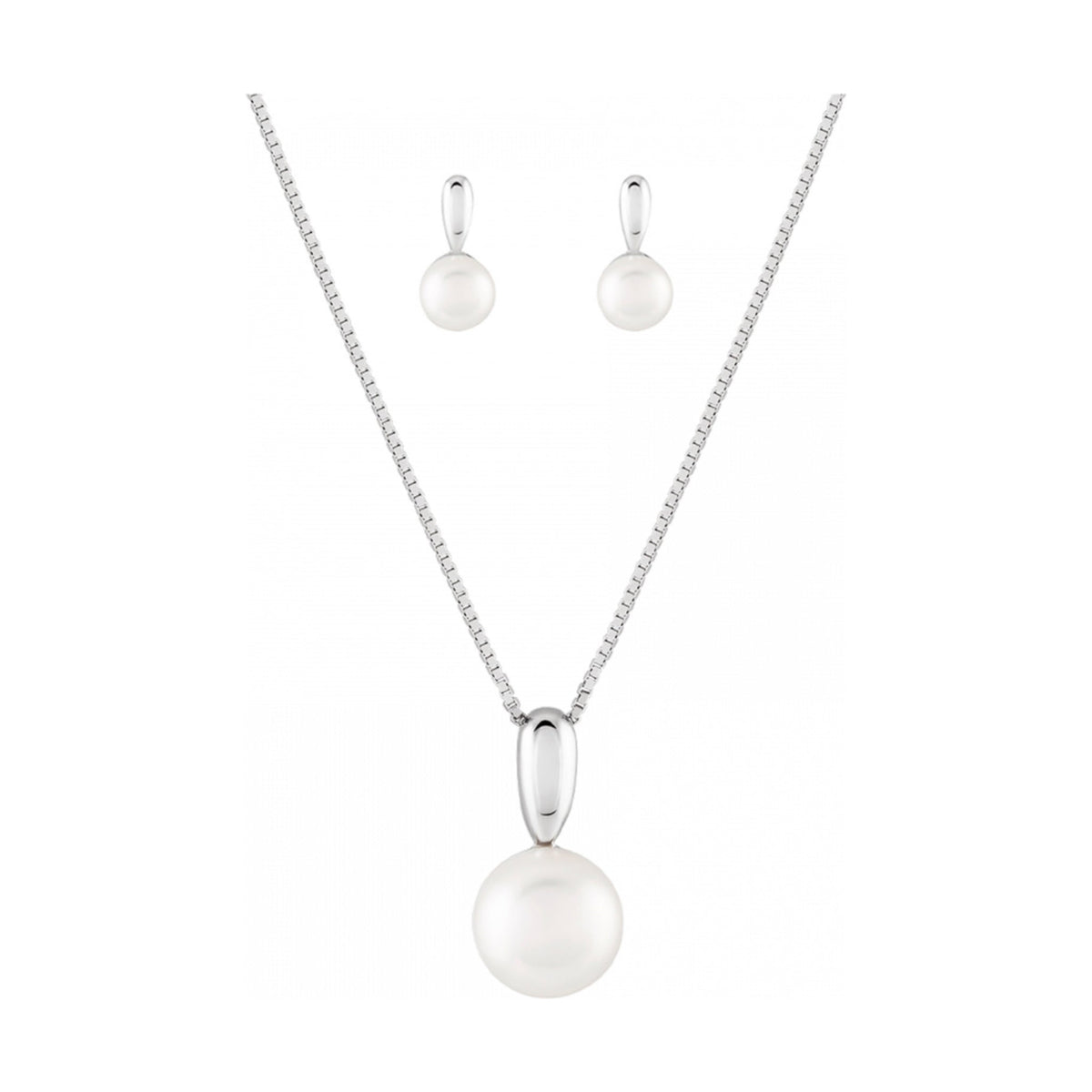 Conjunto Unike Classy Pearls em prata 925 com colar e brincos — UK.PK.1202.0003