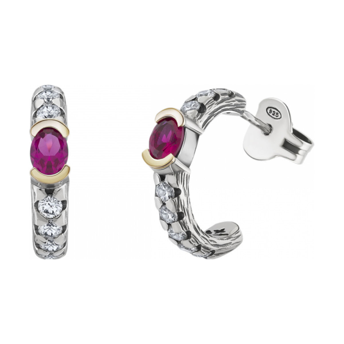Argolas Tashi Jaipur Rosa — prata 925; ouro 9K; zircónias