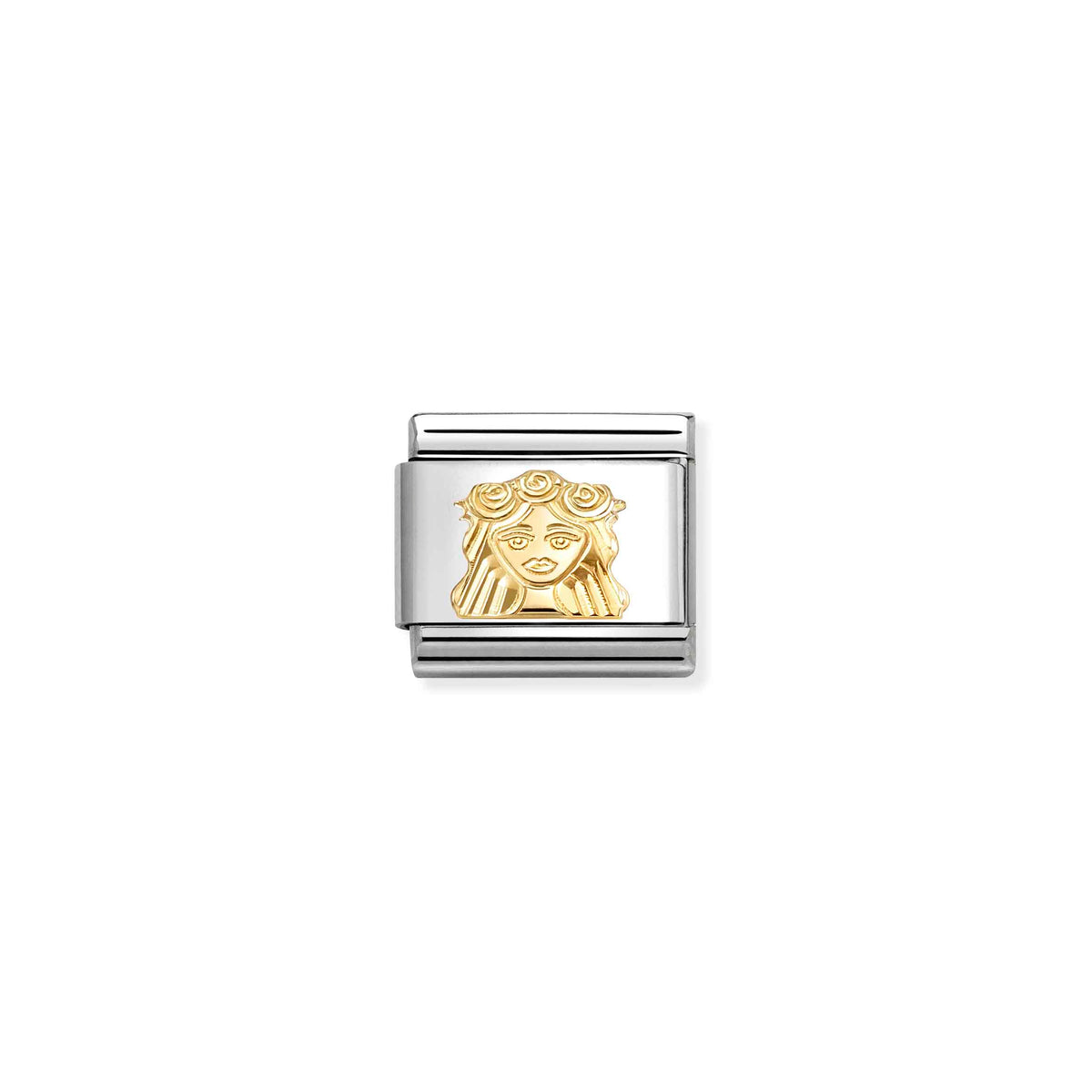 Link Nomination Composable Signo Virgem em aço e ouro amarelo 18 kt