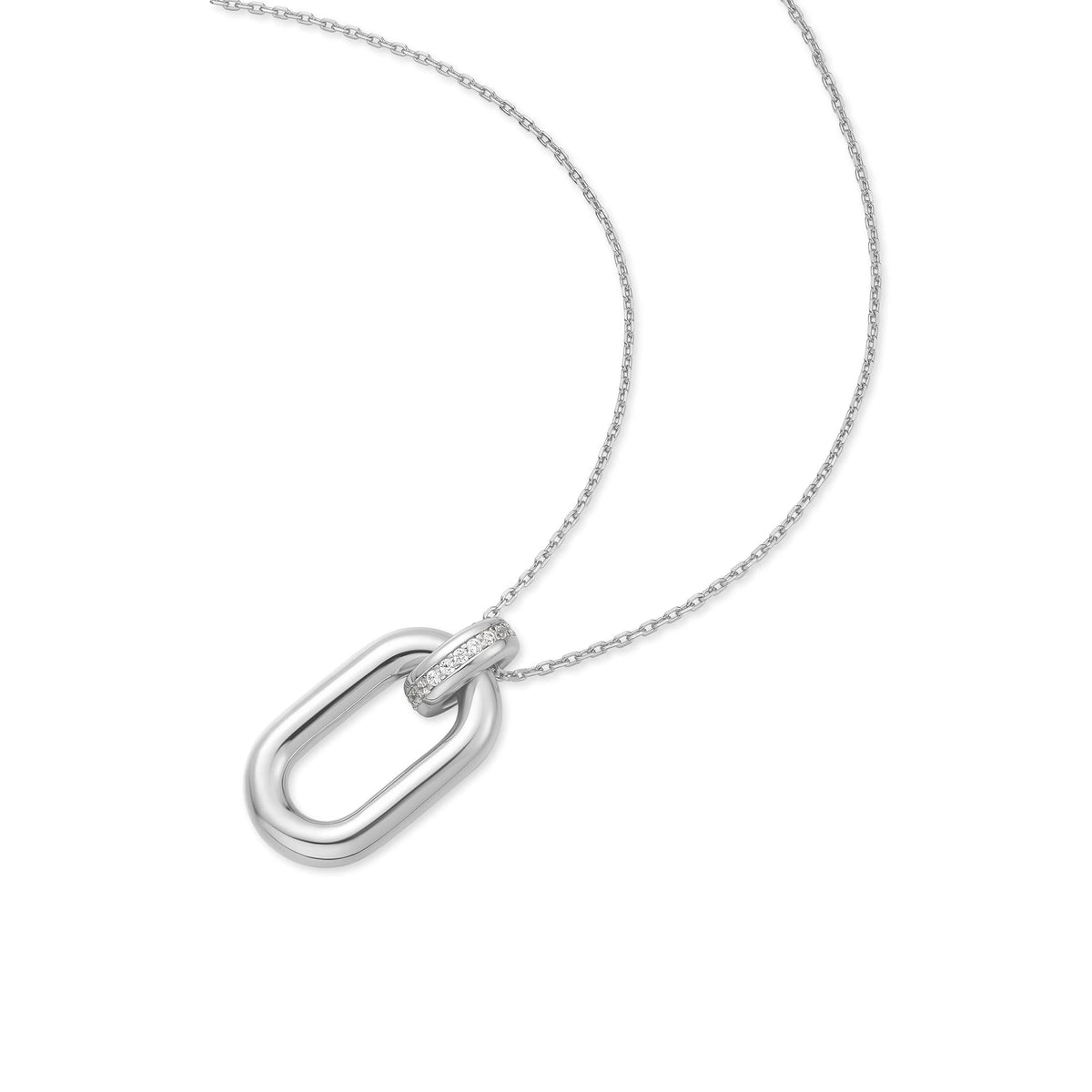 Colar Ania Haie Vogue Maven Oval Prateado — vista inclinada do pendente oval, N062-01H