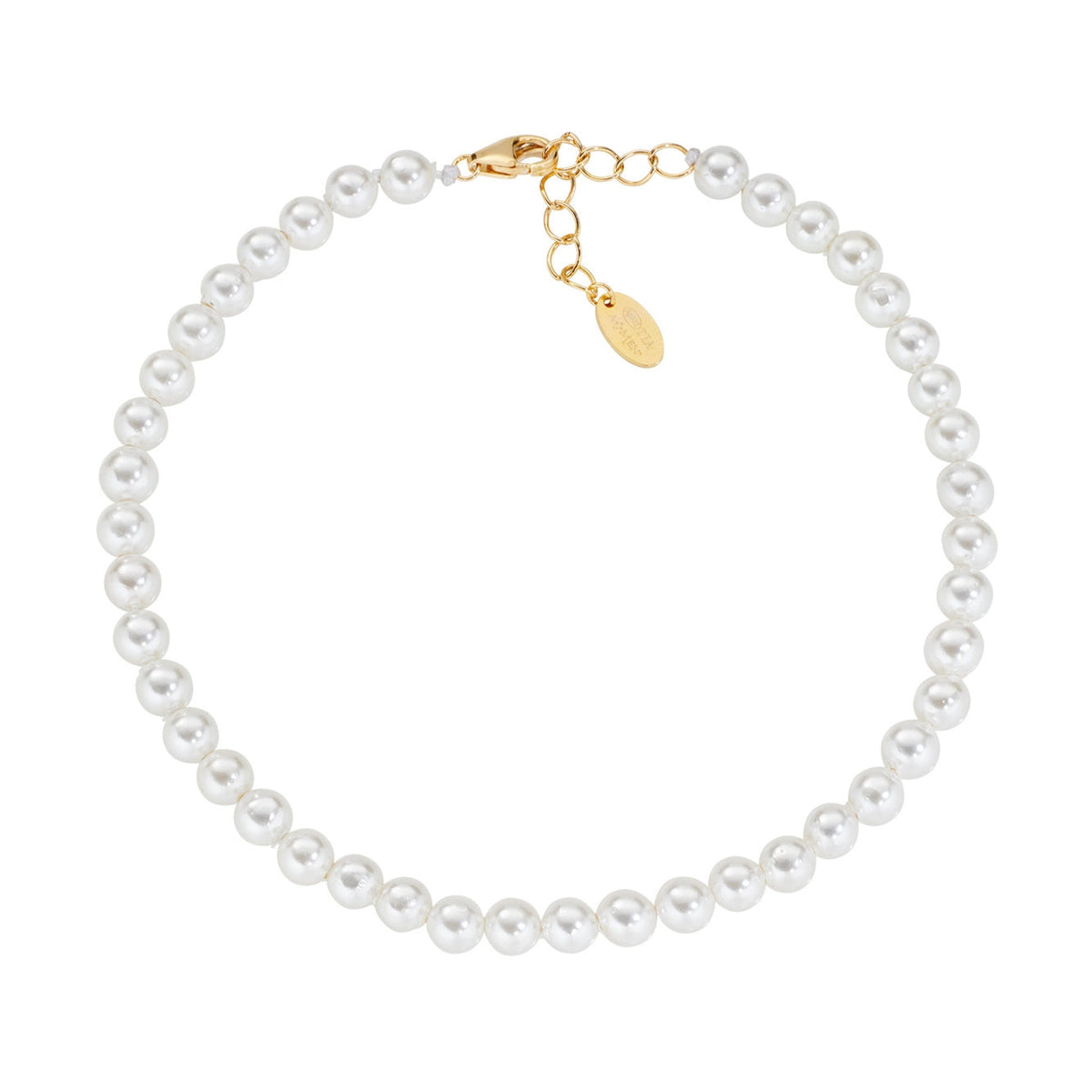 Pulseira Amen Pérolas de Cristal Dourada BRPE60SWGB16 — vista frontal