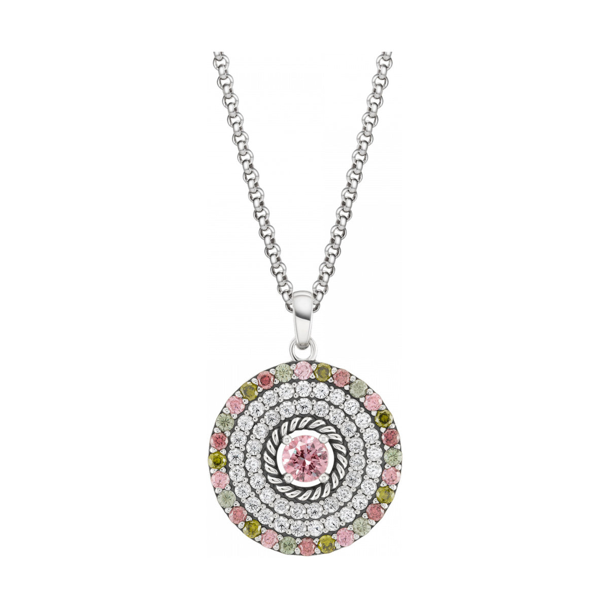 Colar Tashi Hawaii Verde e Rosa em prata 925 com zircónias