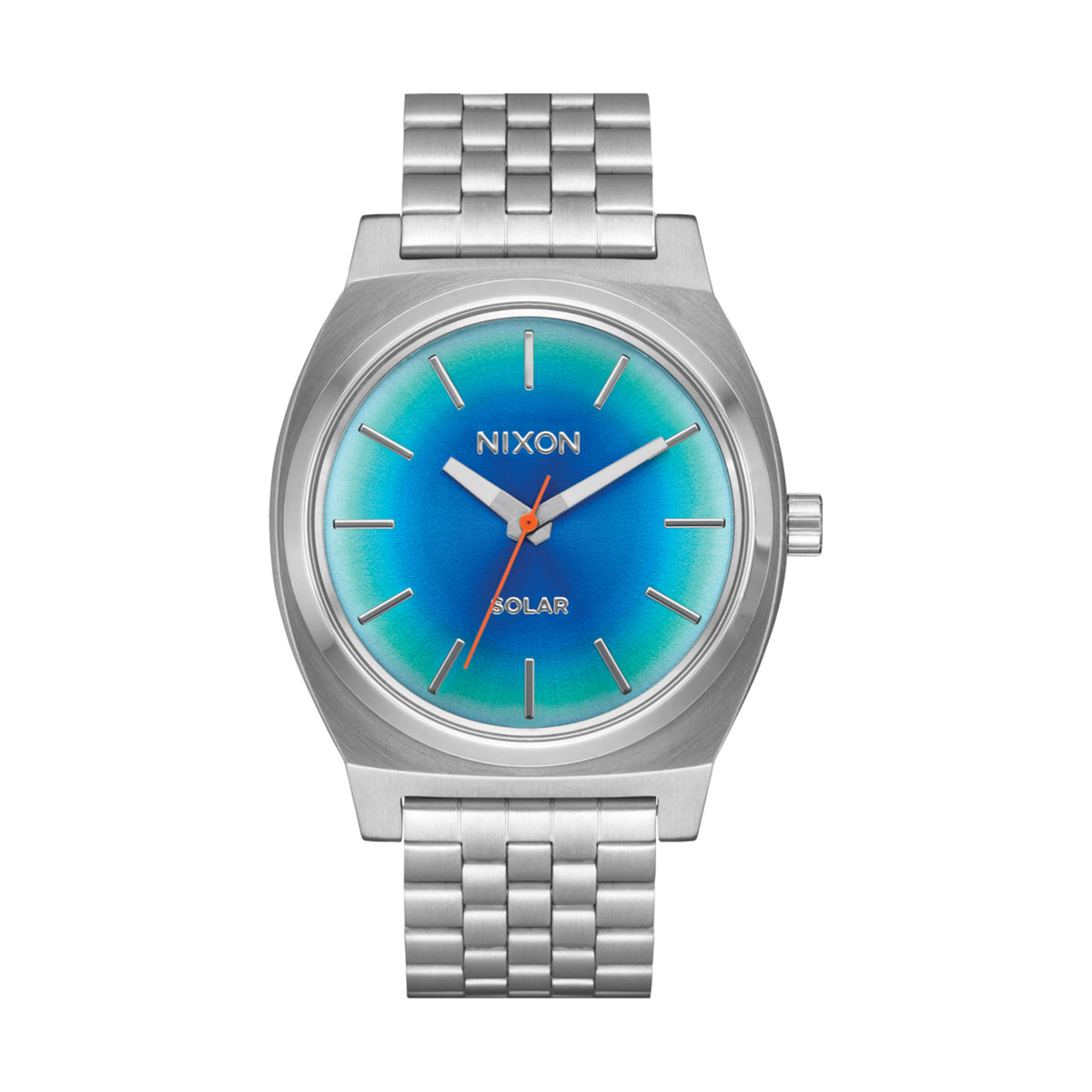 Relógio Nixon Time Teller Solar Prateado e Arco-Íris – vista frontal