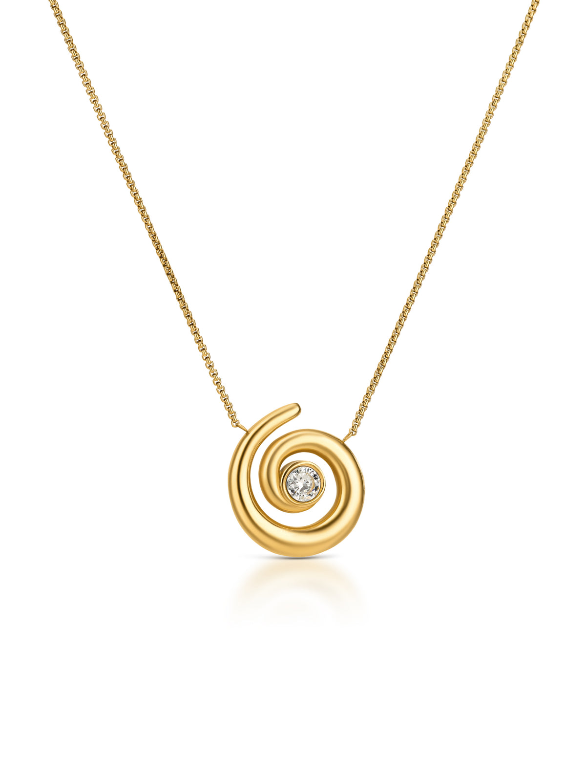 Colar ONE Chess Spiral dourado com zircónias