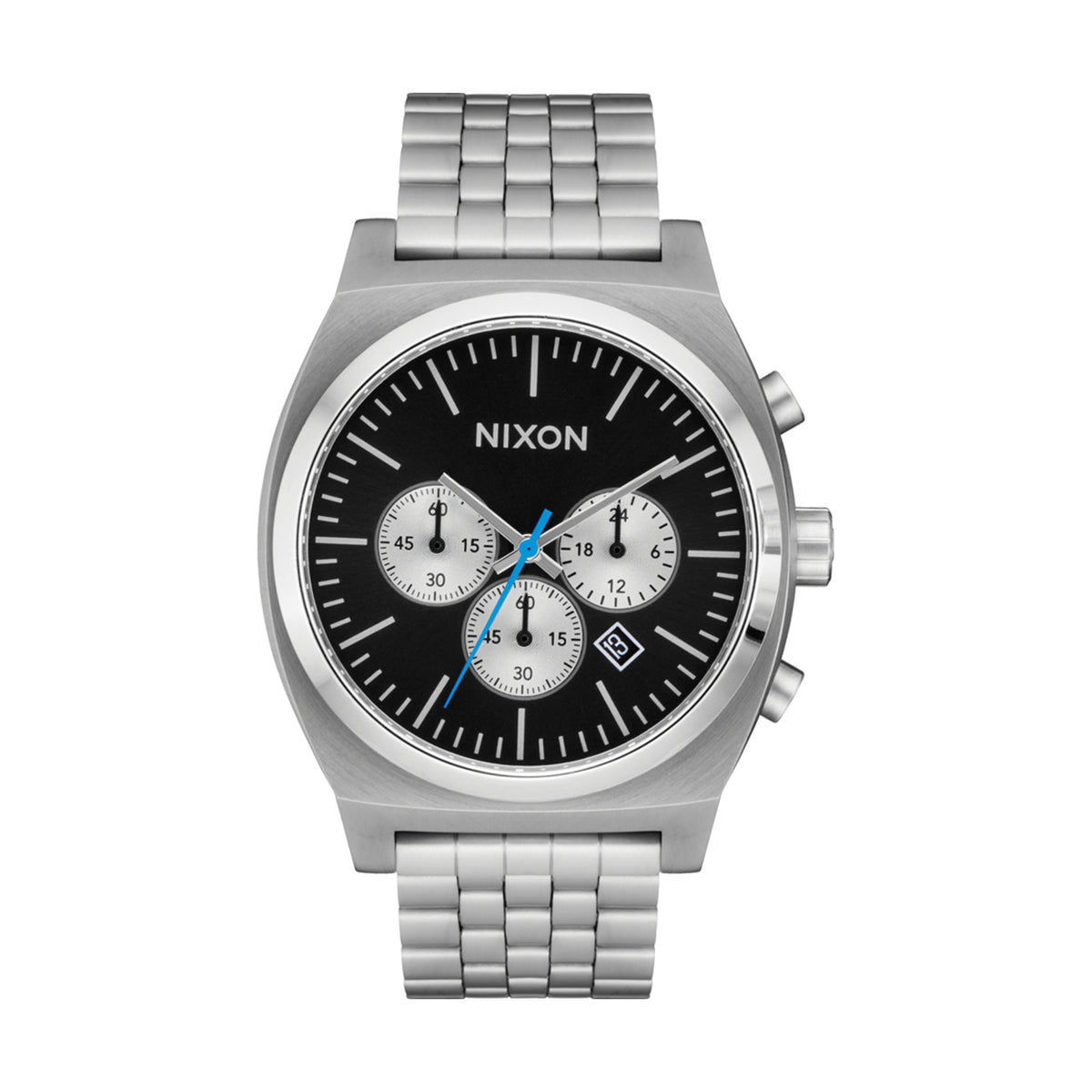 Relógio Nixon Time Teller Chrono Cromado e Preto – vista frontal
