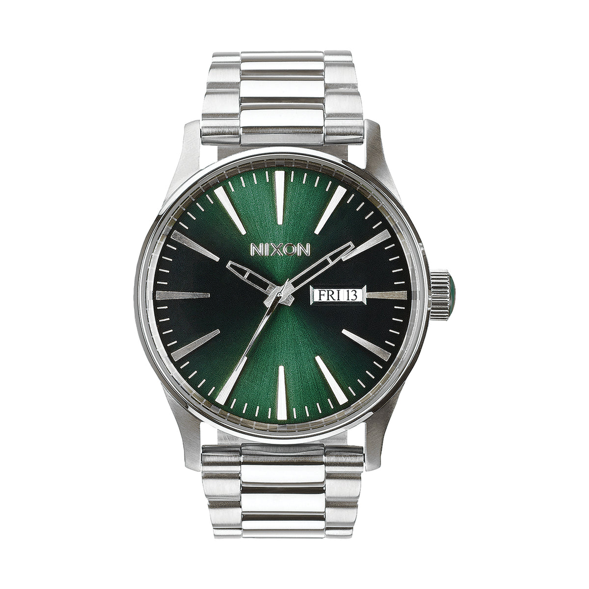 Relógio Nixon Sentry Prateado e Verde – vista frontal
