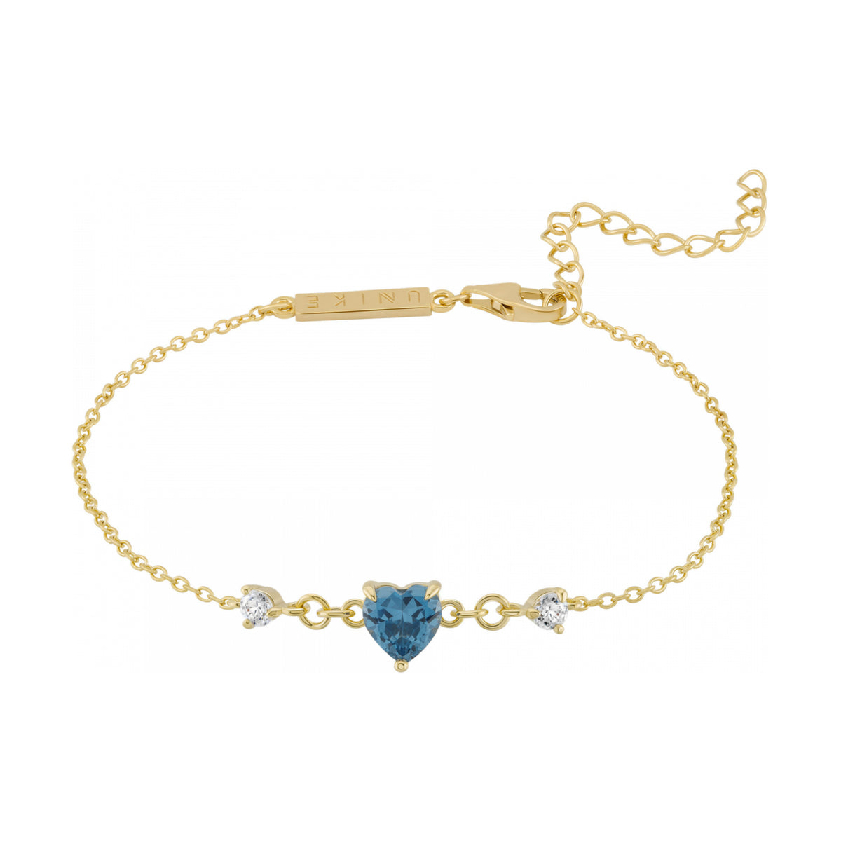 Pulseira Unike Classy Blue Heart Dourada — UK.PU.1204.0076