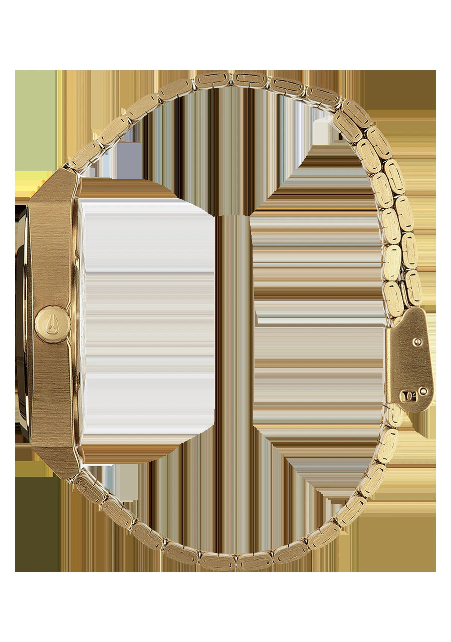 Relógio Nixon Time Teller Dourado e Preto Sunray A045-2042 — vista lateral da caixa e bracelete
